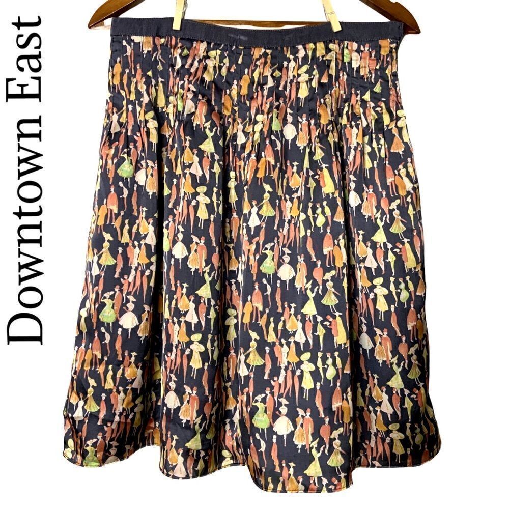 DownEast silky slate gray midi skirt fully lined Size M